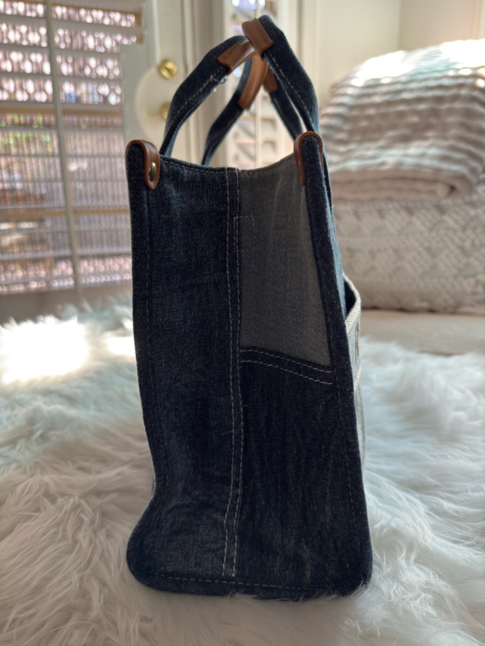 Denim Tote Bag in Dark Blue - Picture 2 of 8
